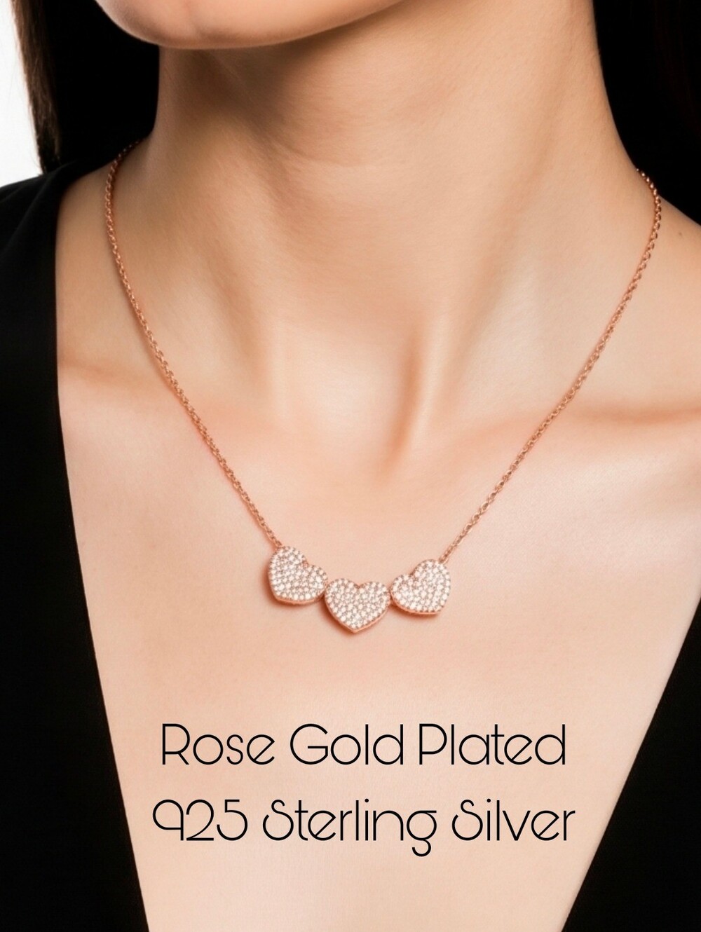 Vintage ROSE GOLD-PLATED STERLING SILVER N WHITE STONE 18 INCH NECKLACE 3.1G